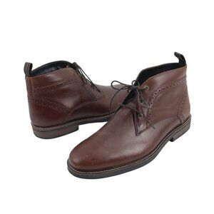 Nunn Bush Mens 11M Ozark II Plain Toe Chukka Boots Brown Leather Brogue Classic